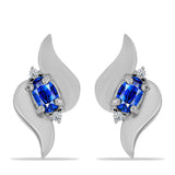 Cercei din Argint 925 ( 1.97 grame ) cu Safir Albastru Australian și Topaz Alb 0.7 Carate