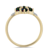 Inel din Argint 925 Placat cu Aur ( 2.15 grame ) cu Opal Etiopian Negru Lega Dembi și Topaz Alb 0.48 Carate
