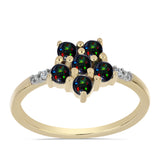 Inel din Argint 925 Placat cu Aur ( 2.15 grame ) cu Opal Etiopian Negru Lega Dembi și Topaz Alb 0.48 Carate