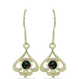 Cercei din Argint 925 Placat cu Aur ( 3.39 grame ) cu Opal Etiopian Negru Lega Dembi 0.33 Carate