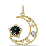 Pandantiv din Argint 925 Placat cu Aur ( 1.34 grame ) cu Opal Etiopian Negru Lega Dembi și Topaz Alb 0.33 Carate