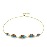 Brățară din Argint 925 Placat cu Aur ( 5.55 grame ) cu Turcoaz Oyster și Topaz Alb 5.99 Carate