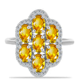 Inel din Argint 925 ( 4.33 grame ) cu Citrin Ural și Topaz Alb 3.46 Carate