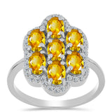 Inel din Argint 925 ( 4.33 grame ) cu Citrin Ural și Topaz Alb 3.46 Carate