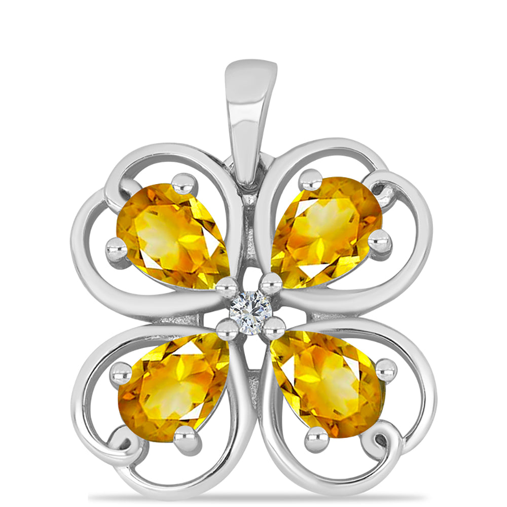 Pandantiv din Argint 925 ( 2.11 grame ) cu Citrin Ural și Topaz Alb 1.56 Carate