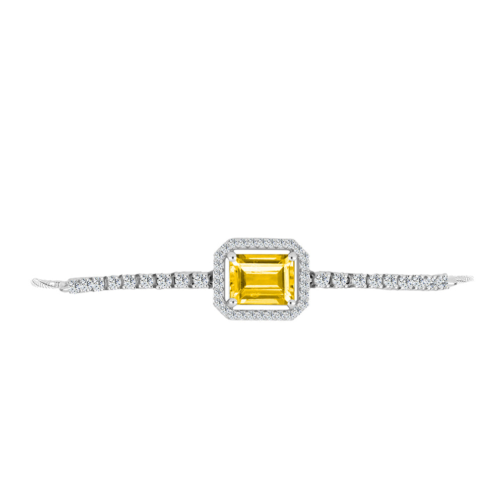 Brățară din Argint 925 ( 5.26 grame ) cu Citrin Ural și Topaz Alb 3.01 Carate