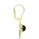 Cercei din Argint 925 Placat cu Aur ( 3.86 grame ) cu Opal Etiopian Negru Lega Dembi și Topaz Alb 1.47 Carate