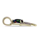 Pandantiv din Argint 925 Placat cu Aur ( 1.28 grame ) cu Opal Etiopian Negru Lega Dembi și Topaz Alb 0.53 Carate