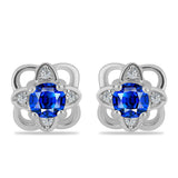 Cercei din Argint 925 ( 1.81 grame ) cu Safir Albastru Australian și Topaz Alb 0.92 Carate