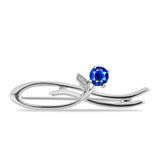 Broşă din Argint 925 ( 3 grame ) cu Safir Albastru Australian și Topaz Alb 0.77 Carate