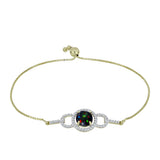 Brățară din Argint 925 Placat cu Aur ( 3.72 grame ) cu Opal Etiopian Negru Lega Dembi și Topaz Alb 1.68 Carate