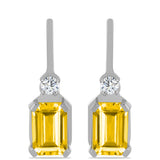 Cercei din Argint 925 ( 1.6 grame ) cu Citrin Ural și Topaz Alb 1.21 Carate