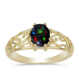 Inel din Argint 925 Placat cu Aur ( 2.47 grame ) cu Opal Etiopian Negru Lega Dembi 0.77 Carate