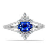 Inel din Argint 925 ( 2.23 grame ) cu Safir Albastru Australian și Topaz Alb 1.3 Carate