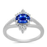 Inel din Argint 925 ( 2.23 grame ) cu Safir Albastru Australian și Topaz Alb 1.3 Carate