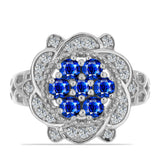 Inel din Argint 925 ( 5.14 grame ) cu Safir Albastru Australian și Topaz Alb 1.49 Carate