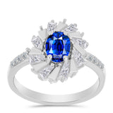 Inel din Argint 925 ( 2.89 grame ) cu Safir Albastru Australian și Zircon Alb 2 Carate