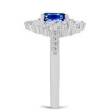 Inel din Argint 925 ( 2.89 grame ) cu Safir Albastru Australian și Zircon Alb 2 Carate