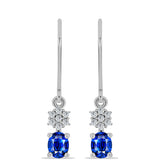 Cercei din Argint 925 ( 1.53 grame ) cu Safir Albastru Australian și Topaz Alb 1.17 Carate