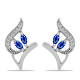 Cercei din Argint 925 ( 3.8 grame ) cu Safir Albastru Australian și Topaz Alb 0.61 Carate