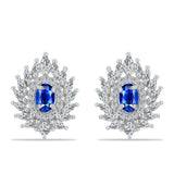 Cercei din Argint 925 ( 5.47 grame ) cu Safir Albastru Australian și Zircon Alb 3.51 Carate