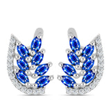 Cercei din Argint 925 ( 3.89 grame ) cu Safir Albastru Australian și Topaz Alb 1.92 Carate
