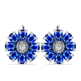 Cercei din Argint 925 ( 3.65 grame ) cu Safir Albastru Australian și Topaz Alb 4.13 Carate