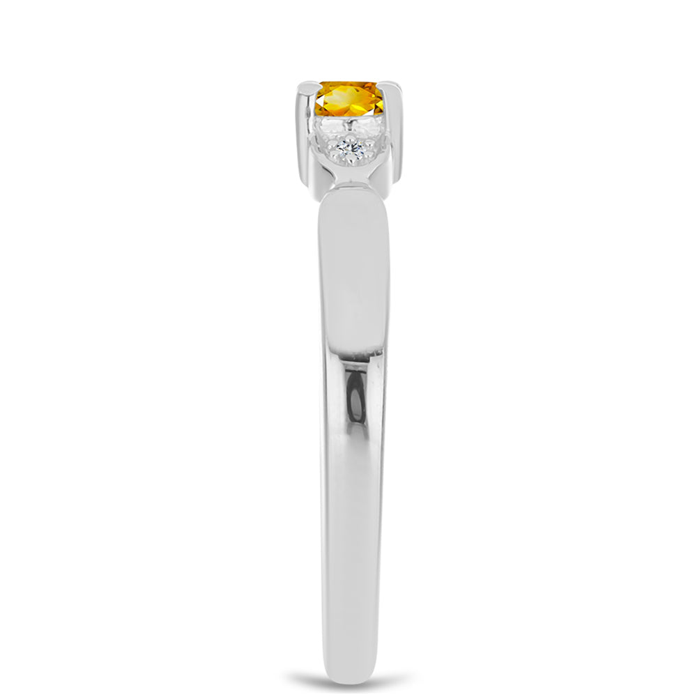 Inel din Argint 925 ( 2.19 grame ) cu Citrin Ural și Topaz Alb 0.25 Carate