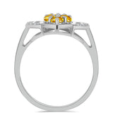 Inel din Argint 925 ( 3.14 grame ) cu Citrin Ural și Topaz Alb 0.8 Carate