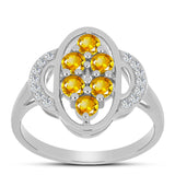 Inel din Argint 925 ( 3.14 grame ) cu Citrin Ural și Topaz Alb 0.8 Carate