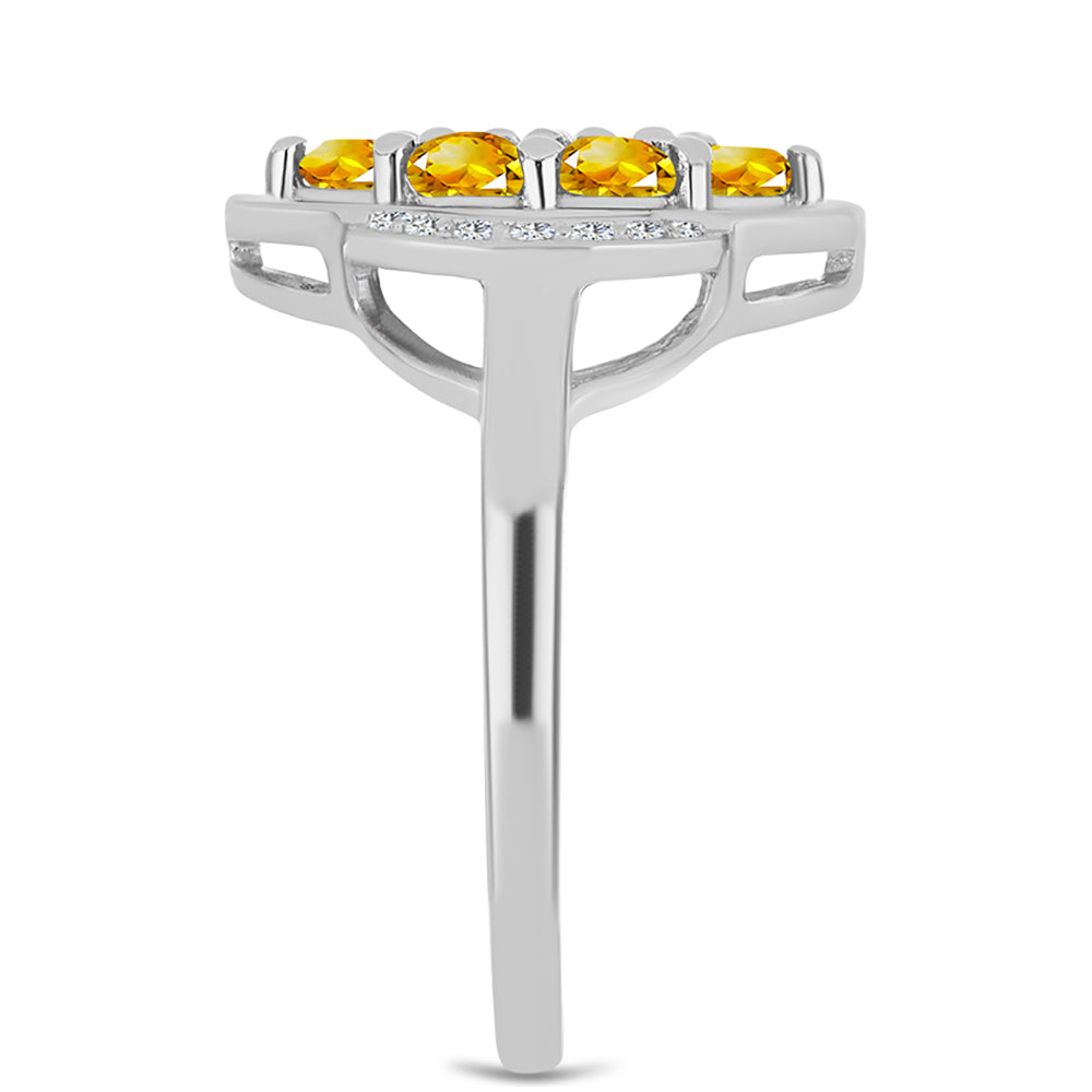 Inel din Argint 925 ( 3.14 grame ) cu Citrin Ural și Topaz Alb 0.8 Carate