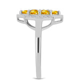 Inel din Argint 925 ( 3.14 grame ) cu Citrin Ural și Topaz Alb 0.8 Carate