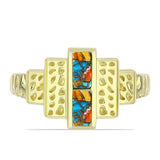 Inel din Argint 925 Placat cu Aur ( 4.36 grame ) cu Turcoaz Oyster 0.5 Carate