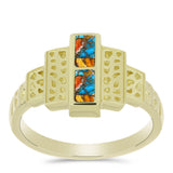 Inel din Argint 925 Placat cu Aur ( 4.36 grame ) cu Turcoaz Oyster 0.5 Carate