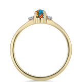 Inel din Argint 925 Placat cu Aur ( 1.73 grame ) cu Turcoaz Oyster și Topaz Alb 0.35 Carate