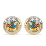 Cercei din Argint 925 Placat cu Aur ( 1.58 grame ) cu Turcoaz Oyster și Topaz Alb 0.34 Carate