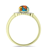 Inel din Argint 925 Placat cu Aur ( 2.18 grame ) cu Turcoaz Oyster și Topaz Alb 1.6 Carate