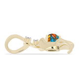 Pandantiv din Argint 925 Placat cu Aur ( 1.93 grame ) cu Turcoaz Oyster și Topaz Alb 0.65 Carate