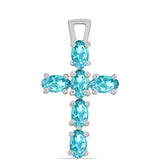 Cruce Pandantiv din Argint 925 ( 1.21 grame ) cu Cuarț Paraiba 1.13 Carate
