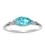 Inel din Argint 925 ( 1.53 grame ) cu Cuarț Paraiba și Topaz Alb 0.93 Carate