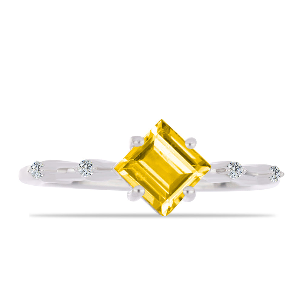 Inel din Argint 925 ( 2.45 grame ) cu Citrin Ural și Topaz Alb 1.31 Carate