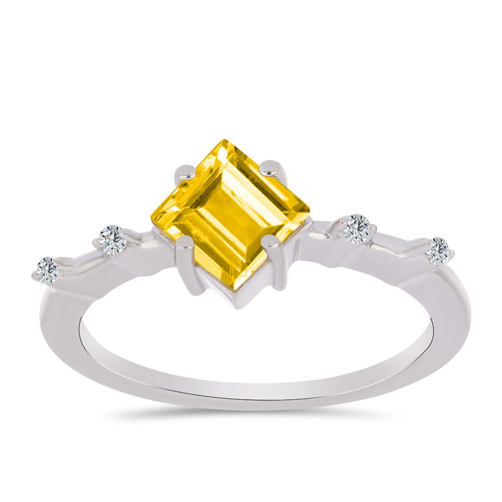 Inel din Argint 925 ( 2.45 grame ) cu Citrin Ural și Topaz Alb 1.31 Carate