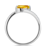 Inel din Argint 925 ( 1.8 grame ) cu Citrin Ural și Topaz Alb 0.65 Carate