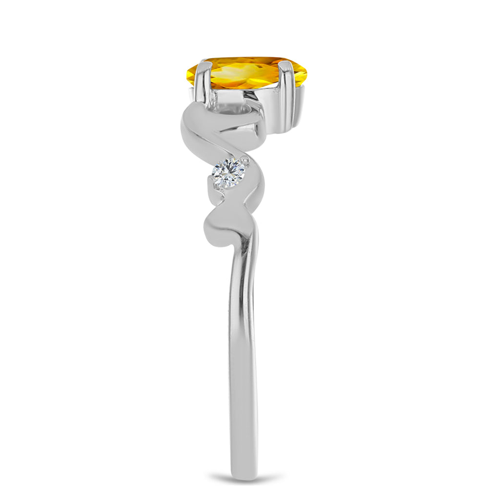 Inel din Argint 925 ( 2.32 grame ) cu Citrin Ural și Topaz Alb 0.81 Carate