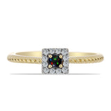 Inel din Argint 925 Placat cu Aur ( 2.25 grame ) cu Opal Etiopian Negru Lega Dembi și Topaz Alb 0.19 Carate