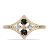 Inel din Argint 925 Placat cu Aur ( 2.13 grame ) cu Opal Etiopian Negru Lega Dembi și Topaz Alb 0.22 Carate