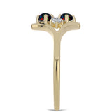 Inel din Argint 925 Placat cu Aur ( 2.13 grame ) cu Opal Etiopian Negru Lega Dembi și Topaz Alb 0.22 Carate