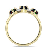 Inel din Argint 925 Placat cu Aur ( 2.78 grame ) cu Opal Etiopian Negru Lega Dembi și Topaz Alb 0.54 Carate
