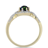 Inel din Argint 925 Placat cu Aur ( 2.83 grame ) cu Opal Etiopian Negru Lega Dembi și Topaz Alb 0.66 Carate