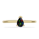 Set din Argint 925 Placat cu Aur ( 2.51 grame ) cu Opal Etiopian Negru Lega Dembi 0.82 Carate ( Cercei+Inel )